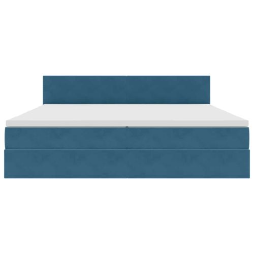 Легло с място за съхранение Тъмен син 200 x 200 cm Кадифе