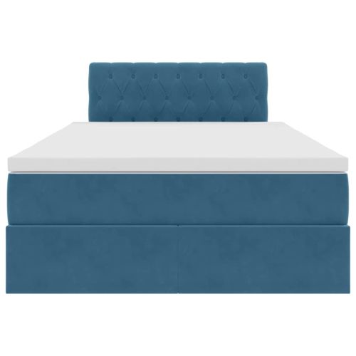 Легло с място за съхранение с матрак Синьо 120 x 190 cm Кадифе