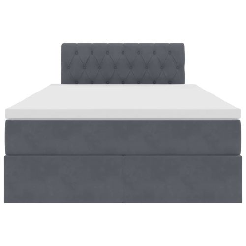 Легло с място за съхранение Тъмен сив 120 x 200 cm Кадифе