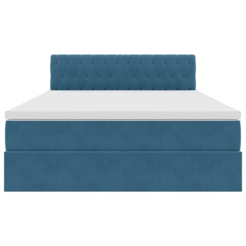 Легло с място за съхранение Тъмен син 140 x 190 cm Кадифе