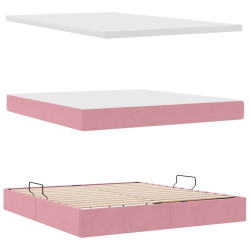 Легло с място за съхранение с матрак Розово 180 x 200 cm Кадифе