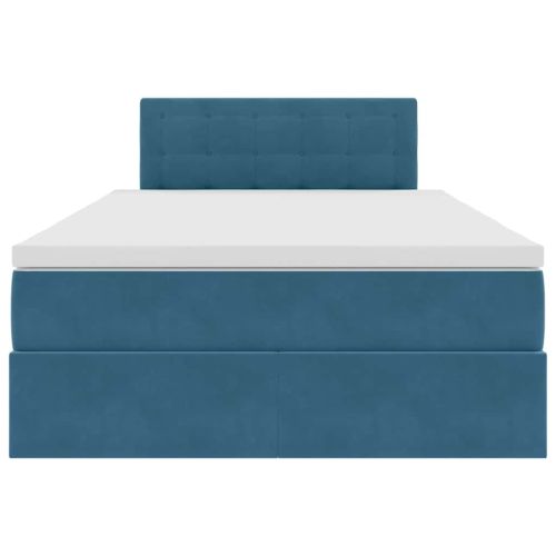 Легло с място за съхранение с матрак Синьо 120 x 190 cm Кадифе