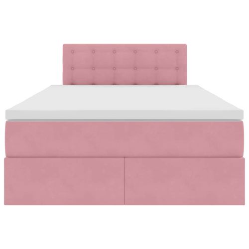 Легло с място за съхранение с матрак Розово 120 x 200 cm Кадифе
