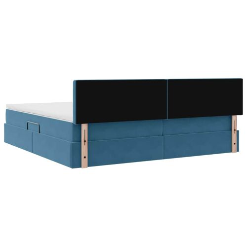 Легло с място за съхранение Тъмен син 200 x 200 cm Кадифе