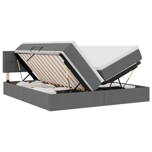 Легло с място за съхранение Тъмен сив 200 x 200 cm Изкуствена