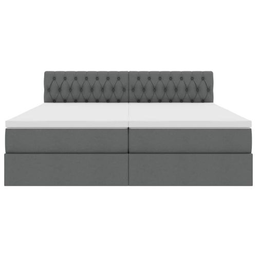 Легло с място за съхранение Тъмен сив 200 x 200 cm Изкуствена