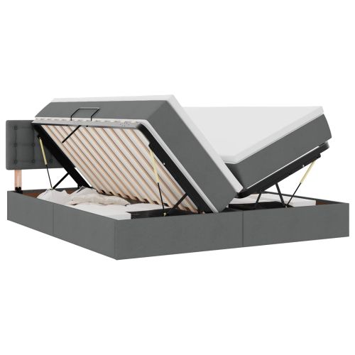 Легло с място за съхранение Тъмен сив 200 x 200 cm Изкуствена