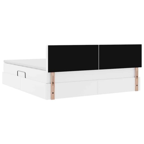 Легло с място за съхранение и LED с LED Чисто бяло 160 x 200 cm