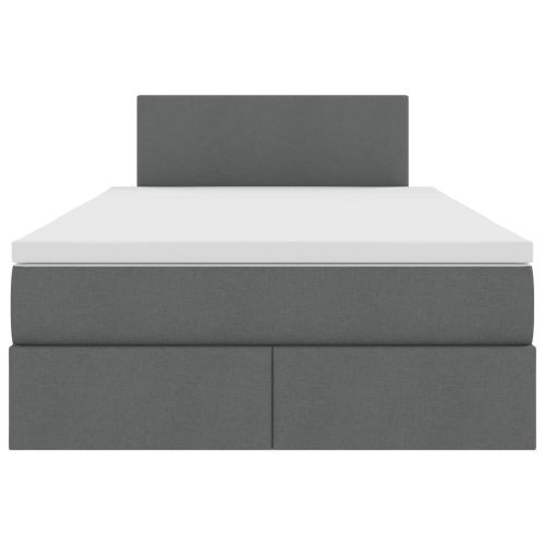 Легло с място за съхранение и LED с LED Тъмен сив 120 x 190 cm