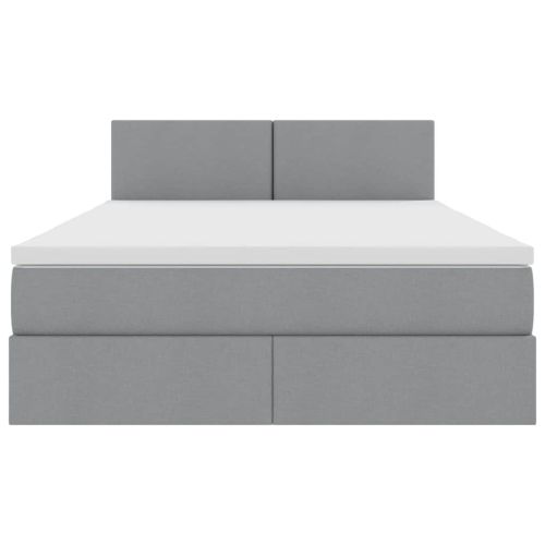 Легло с място за съхранение и LED с LED Светлосиво 140 x 200 cm