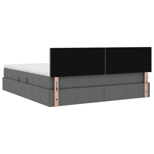 Легло с място за съхранение и LED с LED Тъмен сив 180 x 200 cm