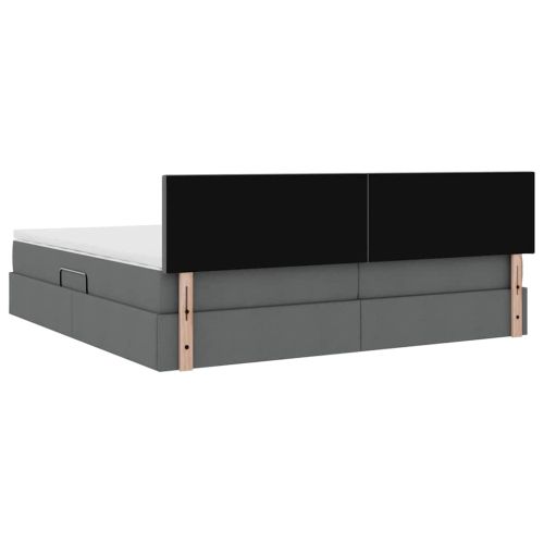 Легло с място за съхранение и LED с LED Тъмен сив 200 x 200 cm