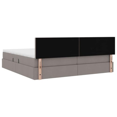 Легло с място за съхранение и LED Таупе 200 x 200 cm текстил