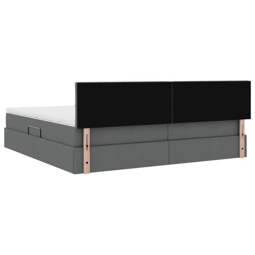 Легло с място за съхранение и LED с LED Тъмен сив 200 x 200 cm