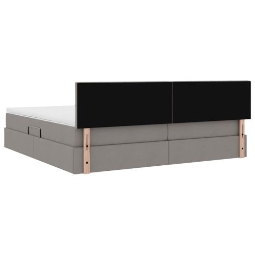 Легло с място за съхранение и LED Таупе 200 x 200 cm текстил