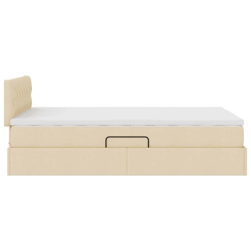 Легло с място за съхранение и LED Кремав 120 x 200 cm текстил