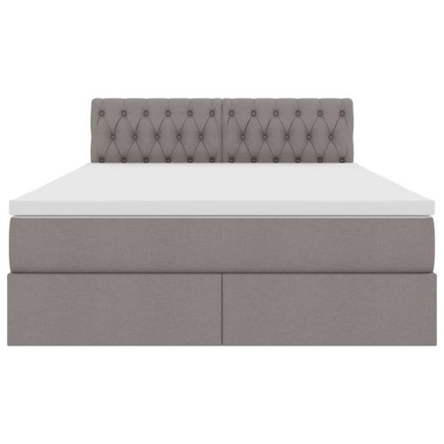 Легло с място за съхранение и LED Таупе 140 x 190 cm текстил