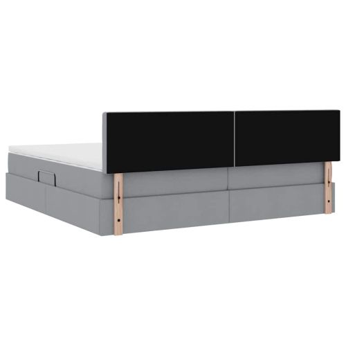 Легло с място за съхранение и LED с LED Светлосиво 200 x 200 cm