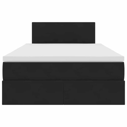 Легло с място за съхранение и LED Черно 120 x 200 cm Кадифе