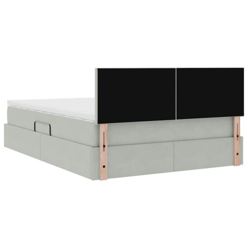 Легло с място за съхранение и LED с LED Светлосиво 140 x 200 cm