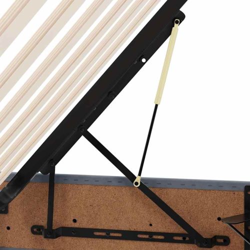 Легло с място за съхранение и LED Тъмен сив 200 x 200 cm Кадифе