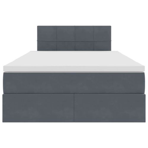 Легло с място за съхранение и LED Тъмен сив 120 x 190 cm Кадифе