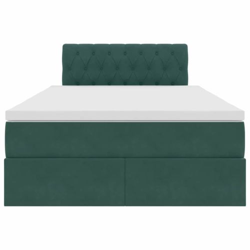 Легло с място за съхранение и LED Тъмен зелен 120 x 200 cm