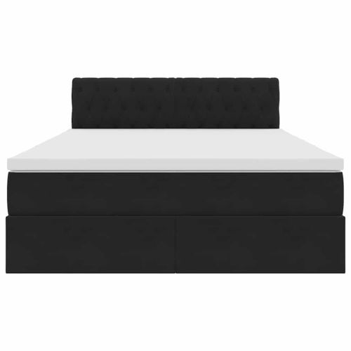 Легло с място за съхранение и LED Черно 140 x 200 cm Кадифе