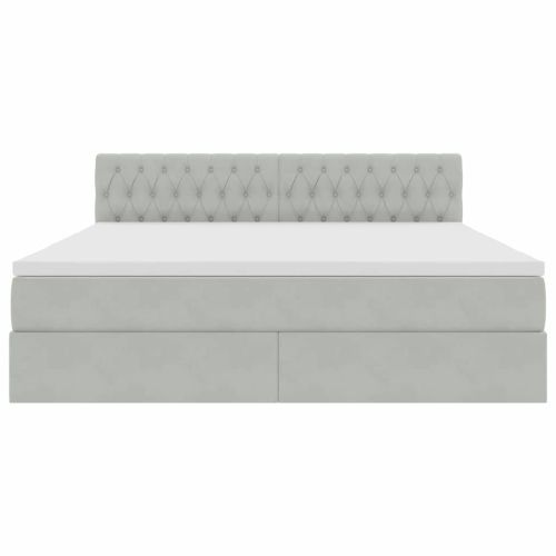 Легло с място за съхранение и LED с LED Светлосиво 180 x 200 cm