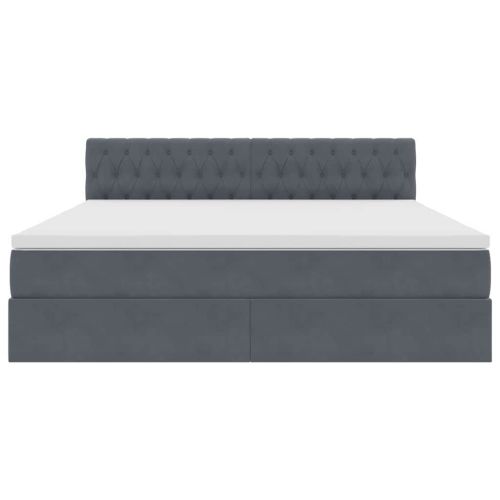 Легло с място за съхранение и LED Тъмен сив 180 x 200 cm Кадифе