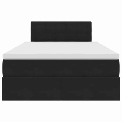 Легло с място за съхранение и LED Черно 120 x 190 cm Кадифе