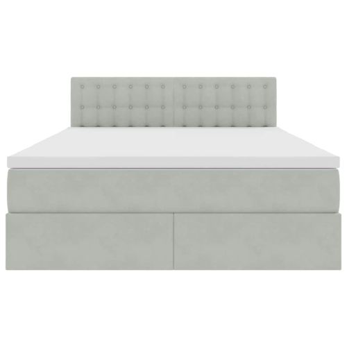 Легло с място за съхранение и LED с LED Светлосиво 140 x 200 cm