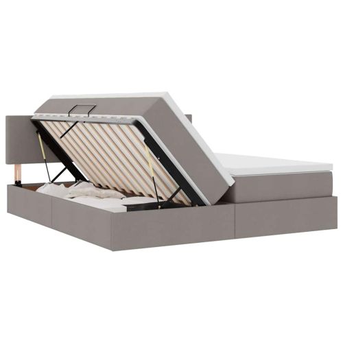 Легло С LED лентисти светлини Таупе 200 x 200 cm текстил