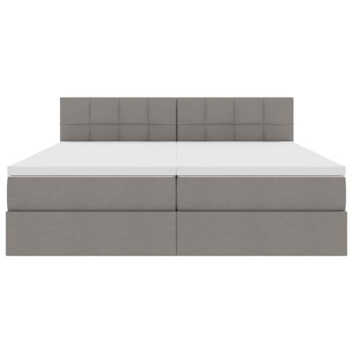 Легло С LED лентисти светлини Таупе 200 x 200 cm текстил