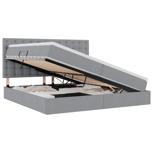 Легло с място за съхранение и матрак Светлосиво 200 x 200 cm