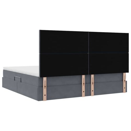 Легло с място за съхранение и матрак Тъмен сив 200 x 200 cm