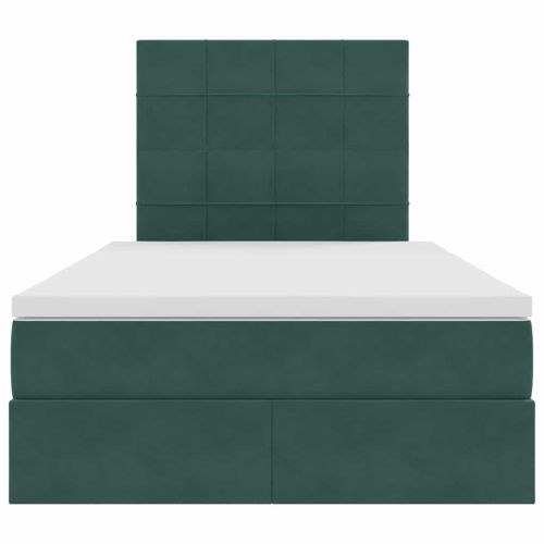 Легло с място за съхранение и матрак Тъмен зелен 120 x 200 cm