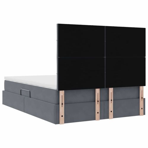 Легло с място за съхранение и матрак Тъмен сив 140 x 190 cm