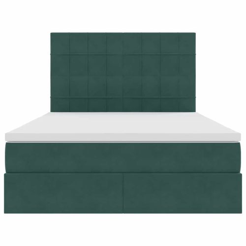 Легло с място за съхранение и матрак Тъмен зелен 140 x 190 cm