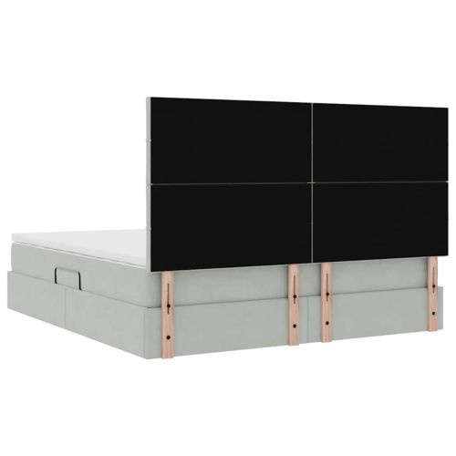 Легло с място за съхранение и матрак Светлосиво 180 x 200 cm