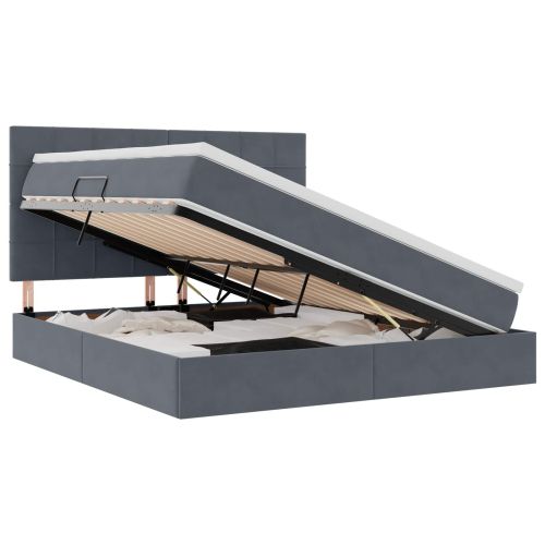 Легло с място за съхранение и матрак Тъмен сив 180 x 200 cm