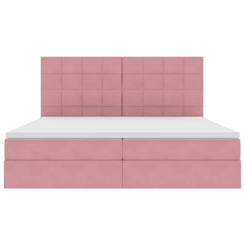 Легло с място за съхранение и матрак Розово 200 x 200 cm Кадифе