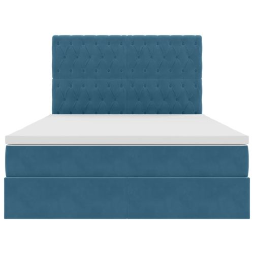 Легло с място за съхранение и матрак Тъмен син 140 x 190 cm