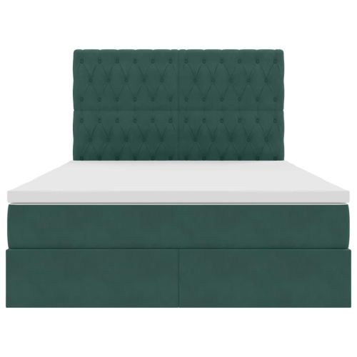 Легло с място за съхранение и матрак Тъмен зелен 140 x 200 cm