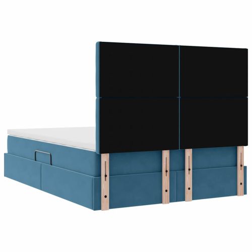 Легло с място за съхранение и матрак Тъмен син 140 x 190 cm