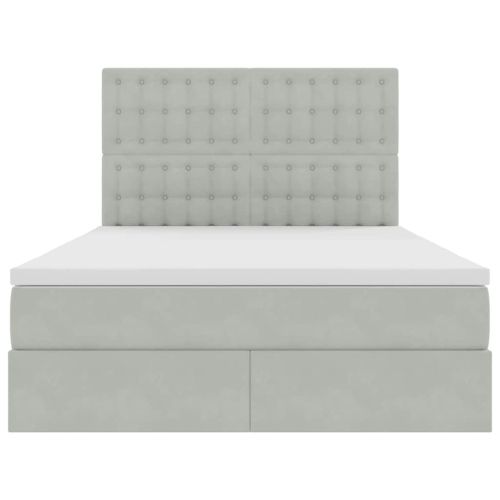 Легло с място за съхранение и матрак Светлосиво 140 x 200 cm