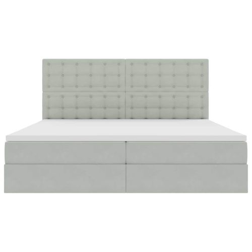 Легло с място за съхранение и матрак Светлосиво 200 x 200 cm