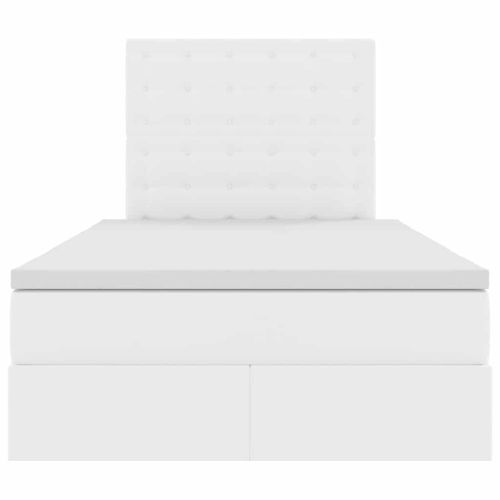 Легло с място за съхранение и LED Бяло 120 x 190 cm Изкуствена