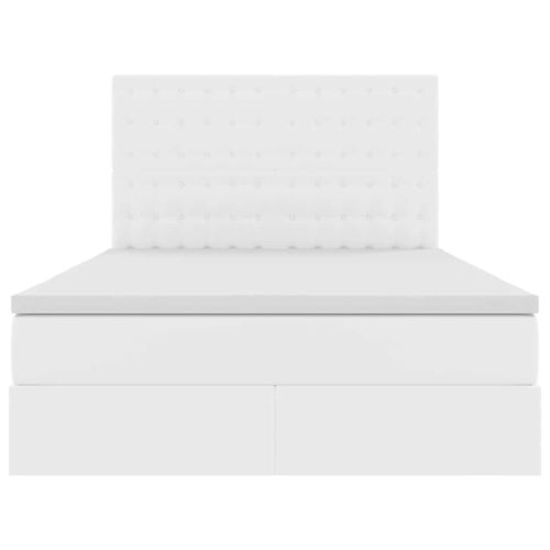 Легло с място за съхранение и LED с LED Чисто бяло 140 x 190 cm