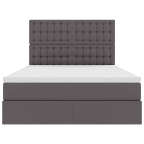 Легло с място за съхранение и LED Сив 140 x 200 cm Изкуствена
